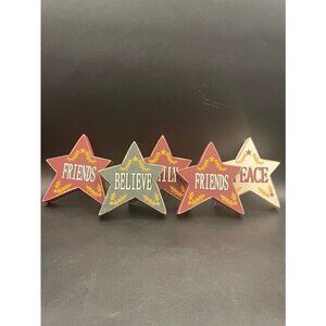 Christmas Stars Wooden Christmas Set of 5  Home Decor Length 4.75 Inches